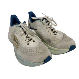 Hoka One One Mach 6 Mens Size 9.5 White Blue Athletic Running Shoes Sneakers